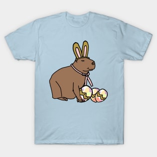 Funny Easter Bunny Ears and Eggs Capybara T-Shirt